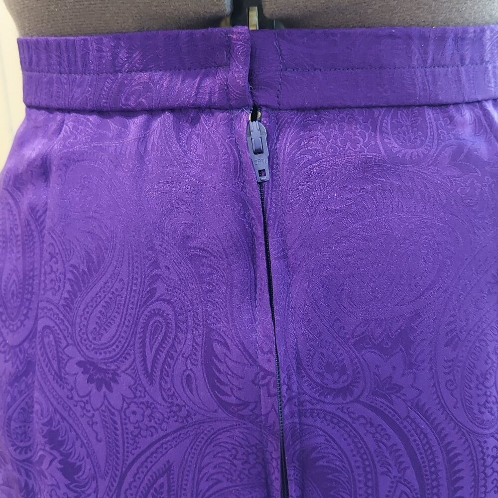 Maggy London PURPLE 100% Silk Asian Inspired Dress Suit Size 4P - Picture 13 of 13